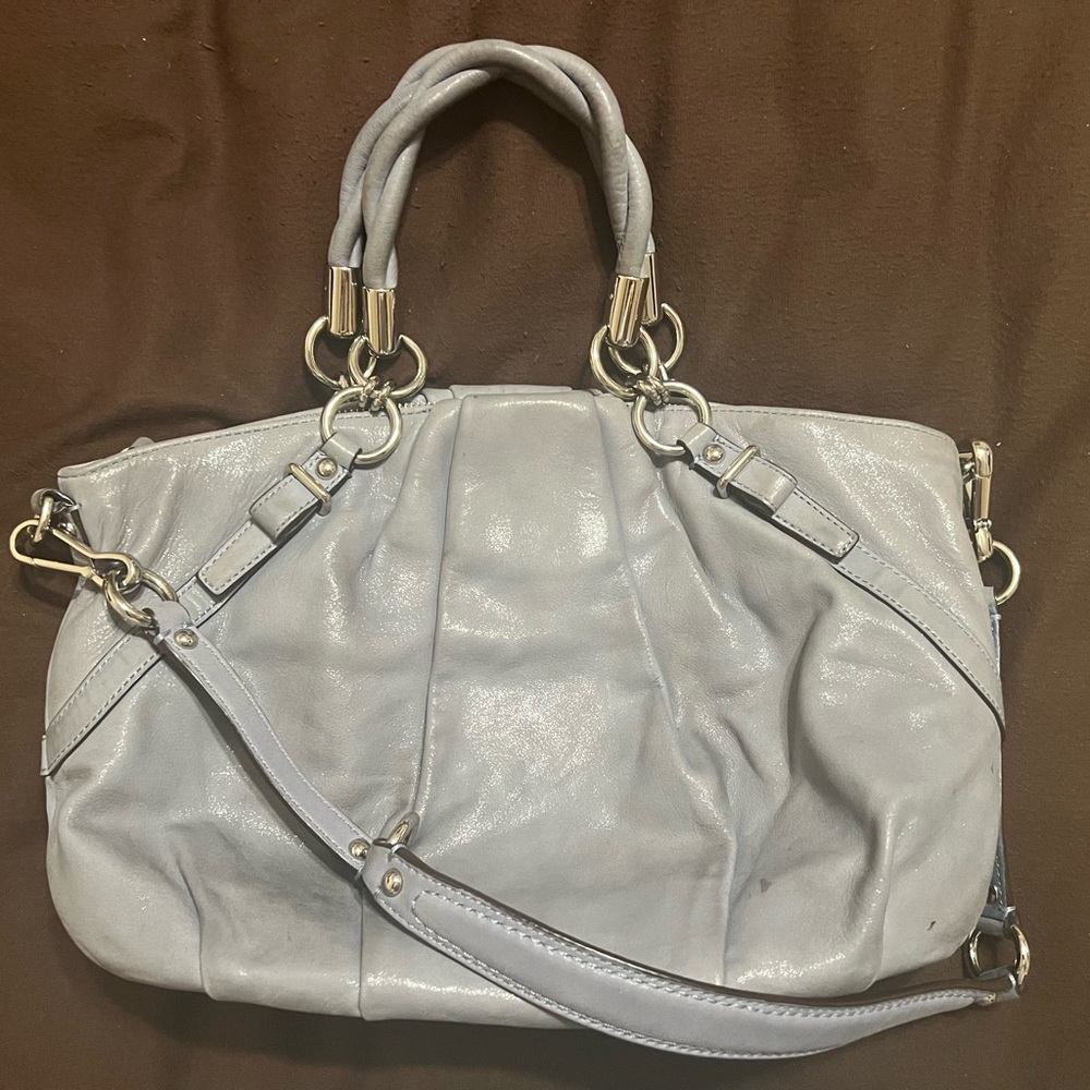 Coach Madison Sophia Shimmer Slate Gray Leather Handbag Model F22563